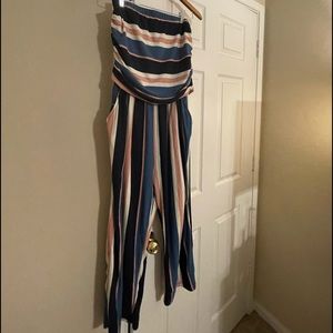 Soft One-Piece Stripped Capri Roper Navy & Mauve